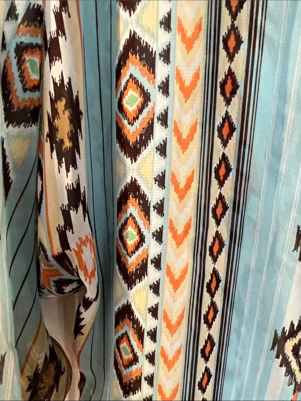 LuLaRoe Aqua and Orange Aztec Stripe Duster